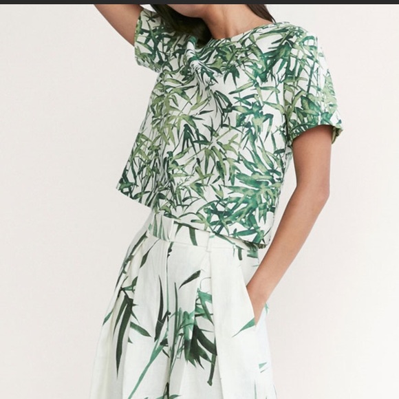 Massimo Dutti Tops - Massimo Dutti short sleeve palm tree crop top